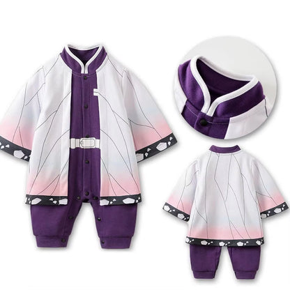 0-18 Months Anime Baby Rompers Newborn Cosplay Costume Infant Akatsuki Nezuko Tanjirou Cotton Clothes Boys Girls Kids Outfit